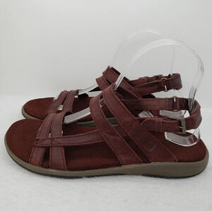 Columbia Womens Chocolate Brown Leather Adj. Strappy Arch Support Sandels Sz 7.